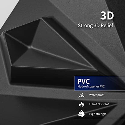 Art3dwallpanels 33 Pack 3D Wall Panels, Black PVC - color: New Black