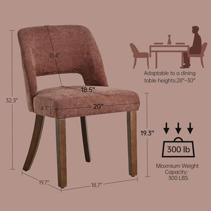 Usaint Upholstered Dining Chairs Set of 4, Modern Fabric Kitchen Chairs - color: Rusty Red