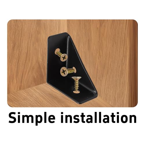 4Pcs 38mm x 38mm Triangle Corner Brackets with Screws, Metal Angle Shelf Braces for Desk, Bed, Table, Cabinets, and Shelves(Black) - size: Black