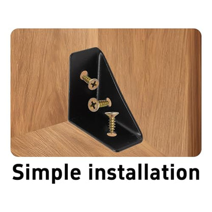 4Pcs 38mm x 38mm Triangle Corner Brackets with Screws, Metal Angle Shelf Braces for Desk, Bed, Table, Cabinets, and Shelves(Black) - size: Black