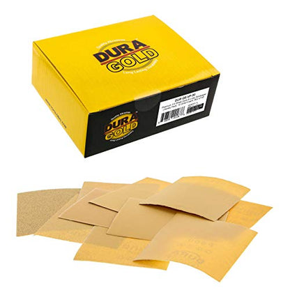Dura-Gold 1/4 Sheet Gold Sandpaper Sheets, Grits 80, 120, 150, 220, 240 320 - size: Variety Pack