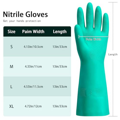 15 Mil Chemical Resistant Nitrile Gloves, Latex free Durable Cleaning Gloves, Resist Acid, Alkali, Solvent and Oil - color: 2 Pair-green, size: Medium