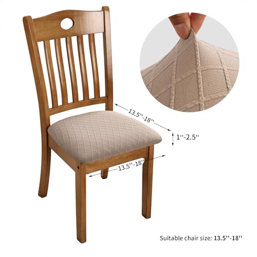 Fuloon Dining Chair Seat Covers Stretch Slipcovers, 6 Pack, Khaki - color: Khaki, size: Not Waterproof