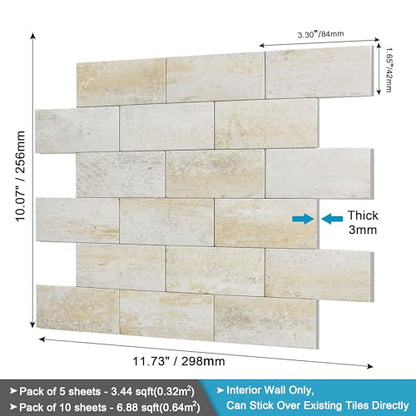 BeNice Marble Peel Stick Backsplash Tile Kitchen Blue Yellow Rust 10pcs - color: Blue Yellow Rust, size: 10sheets