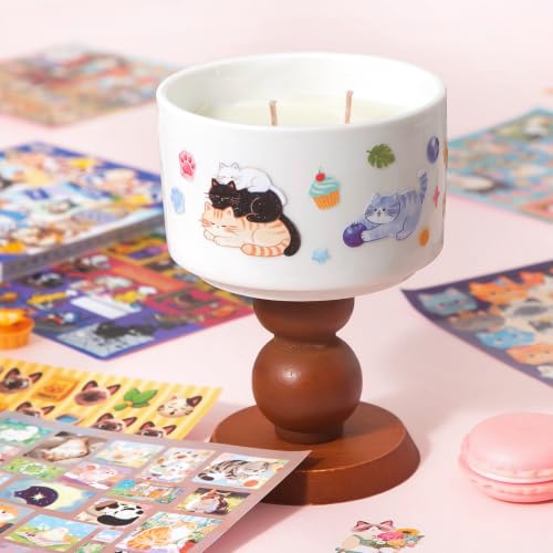 2 Styles Cat Sticker Book Set - 20 Sheets (1000+ Pcs) - color: Light Blue Cat