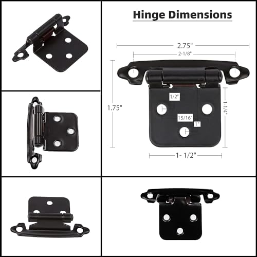DecoBasics Cabinet Hinges for Kitchen Cabinets -1/2" Overlay (Variable) -Self Closing Kitchen Cabinet Hinges Face Frame Flush Mount w/Bumpers & Upgraded Screws - size: 50 Pack