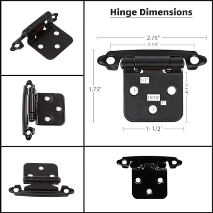DecoBasics Cabinet Hinges for Kitchen Cabinets -1/2" Overlay (Variable) -Self Closing Kitchen Cabinet Hinges Face Frame Flush Mount w/Bumpers & Upgraded Screws - size: 50 Pack