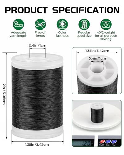 330 Yards FIVEIZERO Extra Strong Upholstery Thread,Black Bonded Nylon Thread for Denim Leather,Craft,Machine,DIY and Home (2 Pack) CJ - color: Black