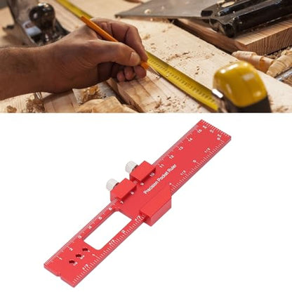 6 Inch Woodworking Ruler Adjustable Sliding Stop Aluminum Alloy Pocket Ruler for Marking Locating Measuring