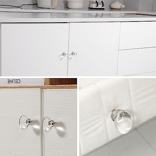 4 Pack Glass Cabinet Knobs and Pulls, Oval Crystal Cabinet Knobs for Dresser Drawers, Brushed Nickel Kitchen Egg Shape - color: Brushed Nickel, size: 4 Pack