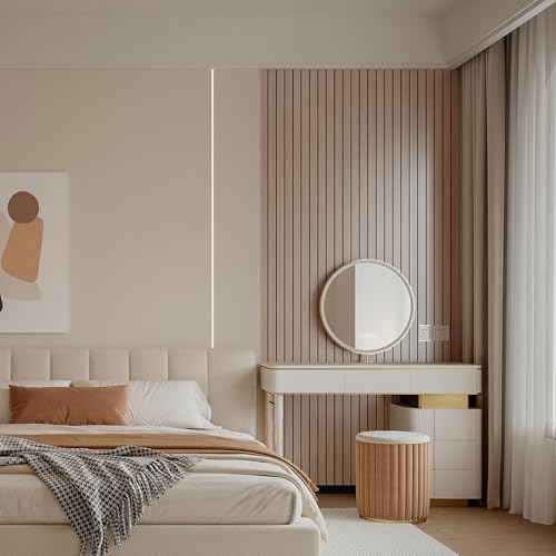 YLL YLL PVC Slat Wall Panel Peel and Stick 118"x 15.7" Faux Oak Grain Wood Slat Panel Self-Adhesive Wallpaper Soundproof 3D Wall Panels - color: Oak, size: 15.7" x 118"