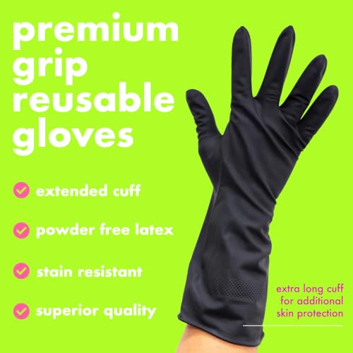 Colortrak Reusable Latex Salon Gloves, Black, 20 Count, Small - size: Small (20 Count)