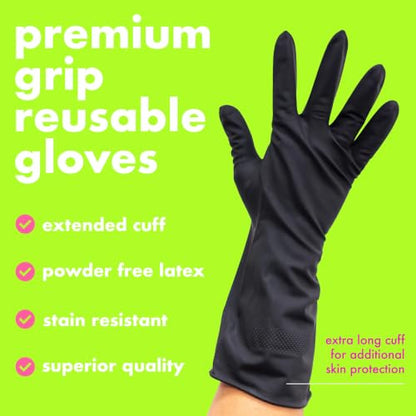 Colortrak Reusable Latex Salon Gloves, Black, 20 Count, Small - size: Small (20 Count)