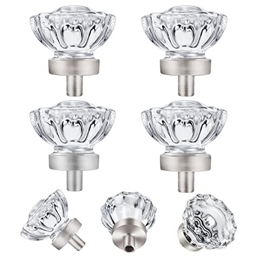 4 Pack Brushed Nickel Crystal Cabinet Knobs and Pulls,Vintage Glass Knobs for Dresser Drawer,Bathroom and Kitchen - color: Brushed Nickel, size: 4 Pack (36mm)