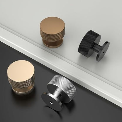Amerdeco 10 Pack Champagne Bronze Knurled Cabinet Knobs Single Hole 1.2 Inch Diameter Round Drawer Knobs for Bathroom Cabinets K0017 - color: Champagne Bronze