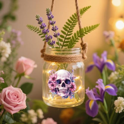 Peacoblue Skull and Flowers Rub On Transfers for Craft, Transfer Sticker - style: Skull and Flowers