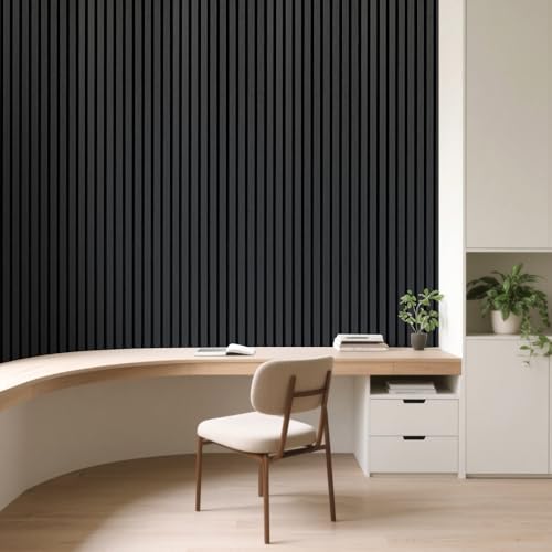 Art3d Roll-Flat Design Acoustic Wood Slat Wall Panel, 2-Pack, Blackwood - color: Blackwood, size: 2-Pack - 95.3 x 23.8 Inch