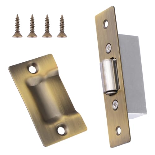 INCREWAY 1 Set Silent Roller Catch, Stainless Steel Ball Catch Roller Latch with Strike Plate for Kitchen Cabinet Closet Cupboard Furniture Door (Bronze) - color: Yellow Bronze, size: 1pc