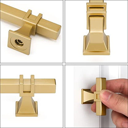 Goldenwarm Gold Cabinet Pulls 5" Brushed Brass Cabinet Pulls 10 Pack - color: Matte Gold, size: 5 Inch Hole Centers