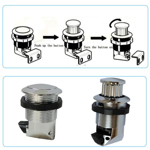 2Pcs Push Button Latch, Push to Close Latches for Perpendicular Door Configurations Latches - Push-to-Close Latches - Knob Stores Flush (Silver) - color: Silver