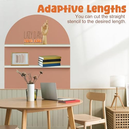 Fuutreo Arched Border Wall Stencils Kit for Painting Large Pattern on Classroom Wall, Vinyl Removable Edge Paint Stencil for Nursery, Bedroom Living Room Home Boho Decorations