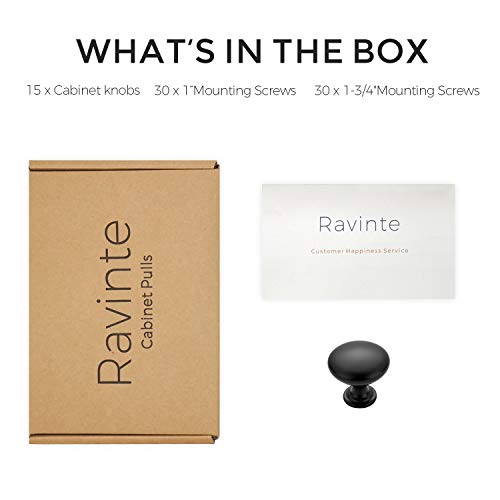 Ravinte Matte Black Cabinet Knobs, Zinc Knobs Drawer Pulls, 15 Pack - color: Matte Black