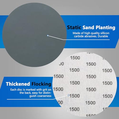 VIBRATITE 1500 Grit 5 Inch Hook & Loop Sanding Discs, 70PCS - size: 5 Inch (1500 Grit)