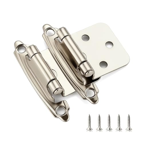 Ravinte Brushed Nickel Cabinet Hinges, 1/2 Inch Overlay, 30 Pack (15 Pairs) - color: Satin Nickel