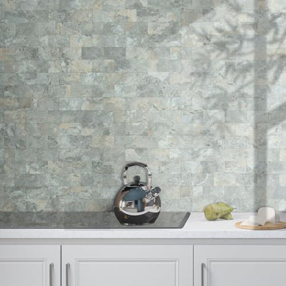 DICOFUN 1 Sheet Grey Brown Slate Thick PVC Peel and Stick Backsplash Wall Tiles, 12"x12" Self Adhesive Subway Tile for Kitchen and Bathroom Backsplash - color: Grey and Brown Slate, size: 1 Sheet, 12"x12"x0.12"