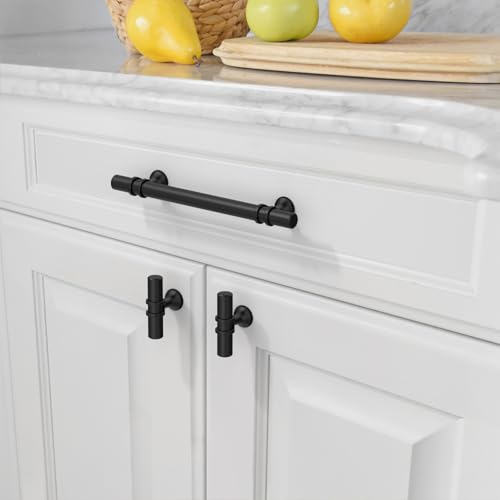 Amerdeco 10 Pack Matte Black Cabinet Pulls 5 Inch(128MM) Hole Centers Kitchen Cabinet Handles Cabinets Hardware Drawer Pulls ZH0058 - color: Matte Black, size: 5"/128MM Hole Center