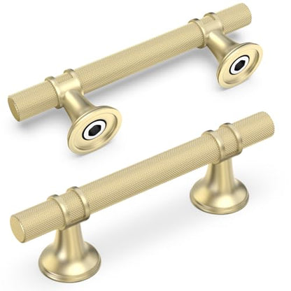 20 Pack 3 Inch Brushed Gold Kitchen Cabinet Handles - color: Brushed Gold Knurled, size: 3'' Hole Center(76mm)