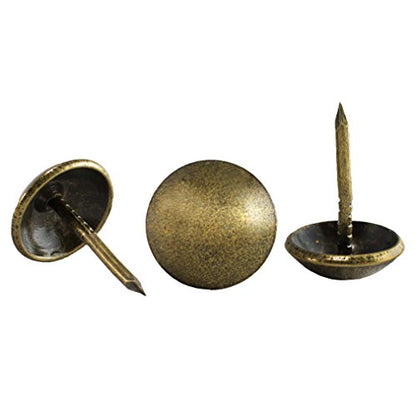 Upholstery Tacks for Furniture, Vintage Upholstery Nails, 100Pcs, ∅7/16" x 1/2", Antique Brass, French Natural Heavy Duty Furniture Nails for Sofas, Chairs, Headboards & DIY Crafts