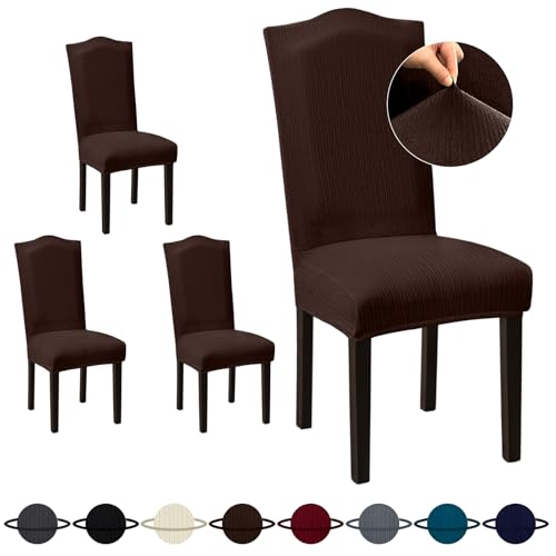 Sufdari Dining Room Chair Covers Set of 4, Non-Slip Spandex Kitchen Parsons Chair Slipcovers for Dining Room, Hotel (Extra Large) - color: .Coffee, size: XL-4 PC