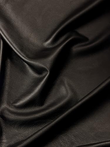Premium Genuine Leather Natural Grain Cowhide Hides – High-Quality Leather Skins for Upholstery, Crafting, Tooling, Sewing, and DIY Leather Projects (Black, 20 Square Feet (Full Side)) - color: Black, size: 20 Square Feet (full side)
