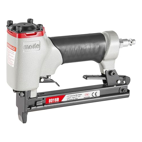 meite Pneumatic Upholstery Stapler Tool for 21 Gauge 1/2-Inch Crown Staples, Heavy-Duty Stapler for Woodworking, Carpentry, and DIY Projects (Model 8016B)