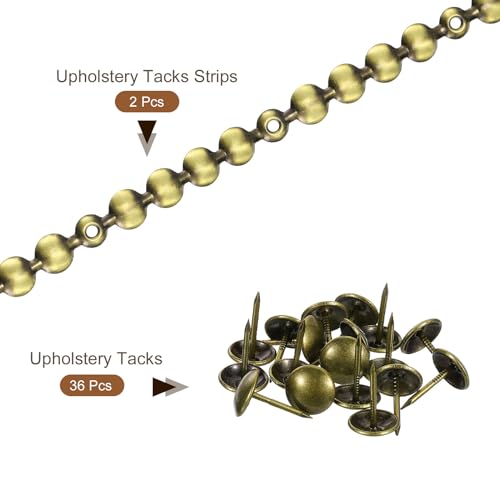 uxcell 2Pcs Upholstery Tacks Strips Nail Trims w/Nails 11mm Bronze - color: Bronze