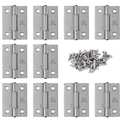 10pcs 304 Stainless Steel 2-inch Folding Butt Hinges Home Furniture Hardware Door Hinges for Case Lid Wooden Jewelry Box Lid (50mm x 37mm x 1.2mm) - size: 10pcs 2-inch w Screws
