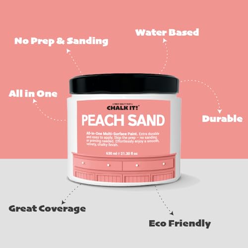 CHALK IT! All-in-One Multi-Surface Chalk Paint for Furniture & Cabinets - No Sanding, No Primer, Built-In Top Coat Water-Based, Low-Odor, Fast-Drying, Matte Finish (Peach Sand Color) - color: Peach Sand