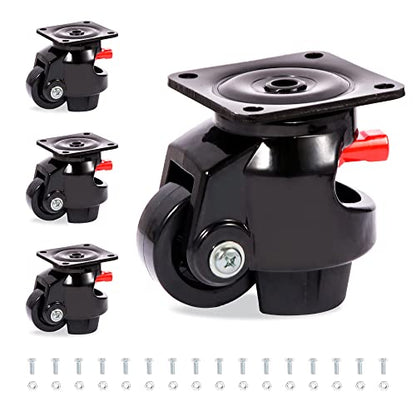 Nefish Leveling Casters Set of 4 Heavy Duty 80F, Retractable Caster Wheel for Workbench, Ratchet Arm Design 3300 LBS Capacity, 360 Degree Swivel Castor with Rubber Foot for Furniture, Equipment - size: 80 F