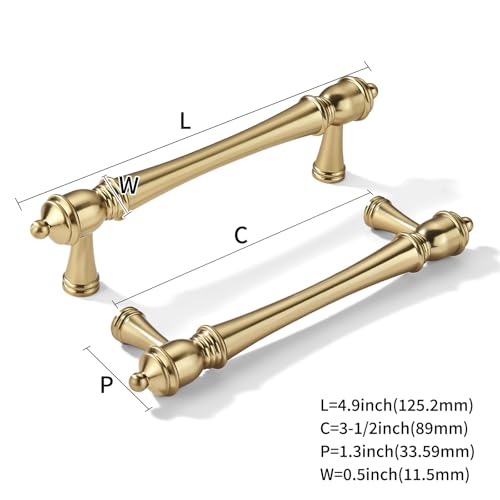 khtumeware 10 Pack 3-1/2 inch(89mm) Hole Center Champagne Bronze Cabinet Pulls Heavy-Duty Solid Warm Brass Cabinet Hardware Drawer Pulls Hardware Suitable for Kitchens bathrooms and Dressing Tables - color: Champagne Bronze, size: 3-1/2inch(89mm) hole cen