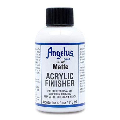Angelus Matte Acrylic Finisher 4 fl oz – Flexible Clear Coat for Leather Shoes, Bags, Jackets & Accessories, Matte Acrylic Sealer Varnish for Leather Craft & Restoration. No. 620