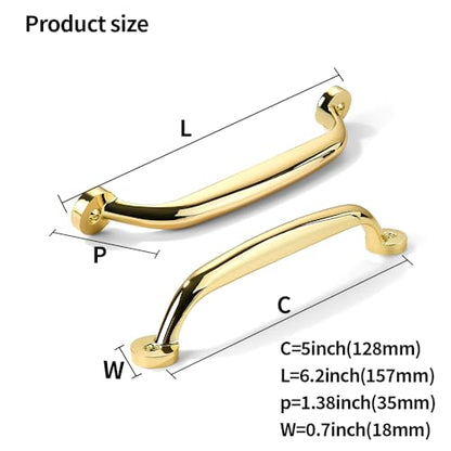 10 Pack 5 inch Hole Center Polished Brass Cabinet Pulls - Heavy Duty Solid Drawer Hardware Handles Kitchen Vanity Bathroom Handles - color: Polished Brass, size: 5"(128mm) Hole Center