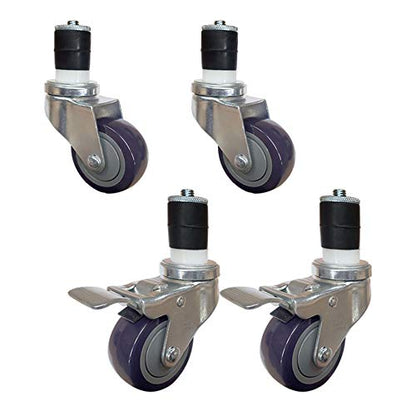 3" Casters for Stainless Steel Work Table | Wheels for Metal Prep Tables | Set of 4