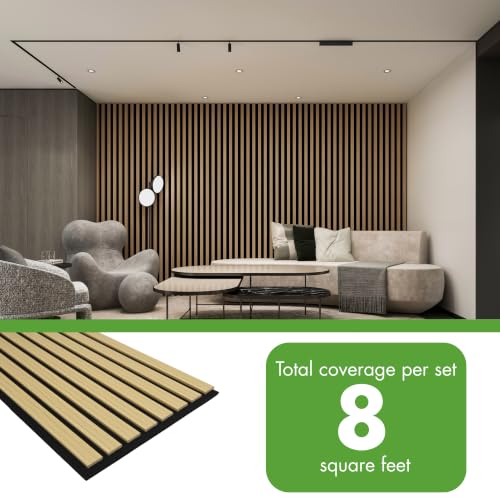 Art3d 12" x 24" Acoustic Wood Slat Wall Panel, 4pcs, 8 sq.ft, Oak - color: Oak, size: 12" x 24"