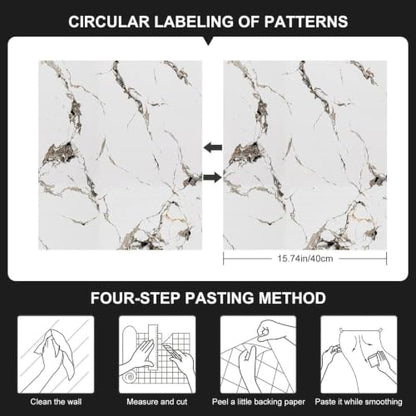 CAX Peel and Stick Wallpaper White Gold Marble Contact Paper for Countertop - color: Black/White, size: 15.7" x 78"