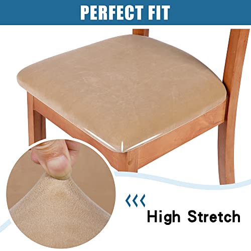 Smiry Velvet Seat Covers for Dining Room Chair Set of 8 - color: Beige, size: Set of 8