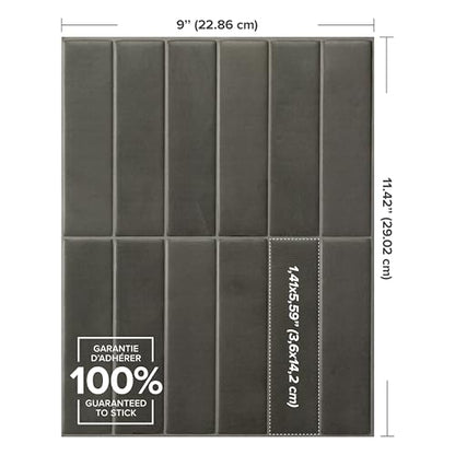 Smart Tiles Peel and Stick backsplash, Stacked Smoke Gray, 11.43"x9" - color: Smoke Gray