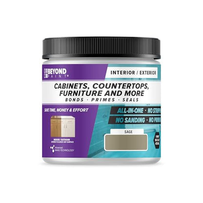 Beyond Paint All-in-One Refinishing Paint, No Sanding, Matte Finish for Cabinets, Countertops, Furniture and Doors, 1 Pint, Sage - color: Sage