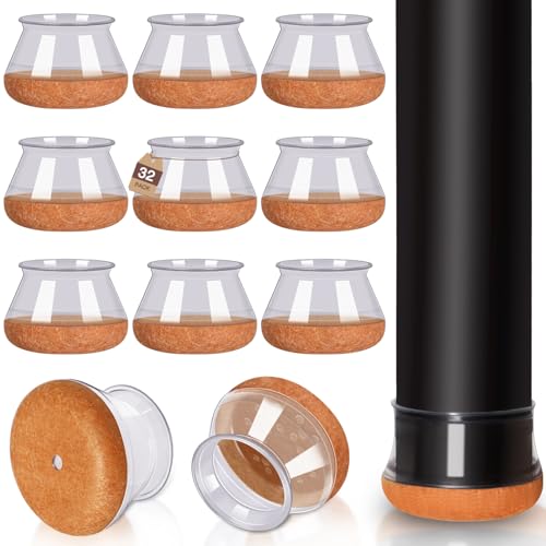 YOZON Chair Leg Floor Protectors Silicone Caps Felt Furniture Pads Covers - color: Clear-32pcs, size: Round X-Large