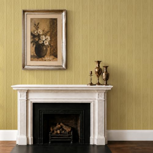 JiffDiff Khaki 3D Embossed Textured Peel Stick Wallpaper 17.3"x120" - color: Khaki, size: 17.3" x 120"